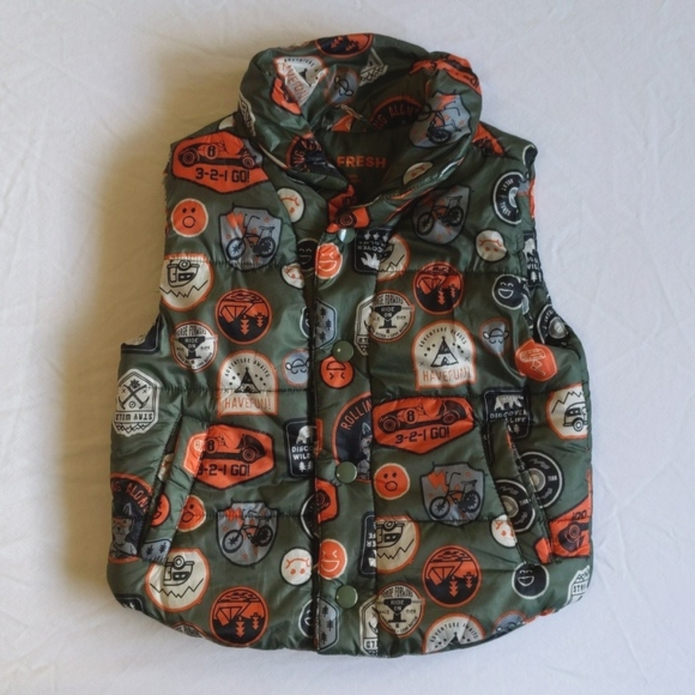 joe fresh green snap close puffer vest 2T toddler boys